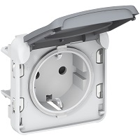 PLEXO priključnica 2P+PE bez kutije siva IP55