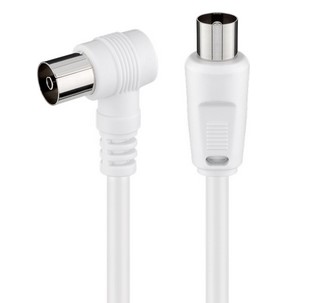 Prespojni koaksijalni kabel 1,5m kutni bijeli