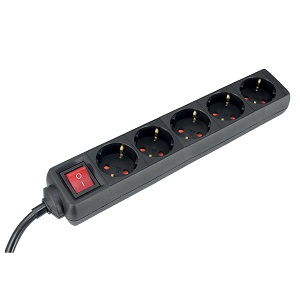 Prijenosna priključnica 5/5m sa sklopkom crna