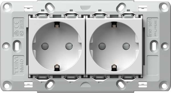TM priključnica šuko 2x2M 16A BE CM10PW-U