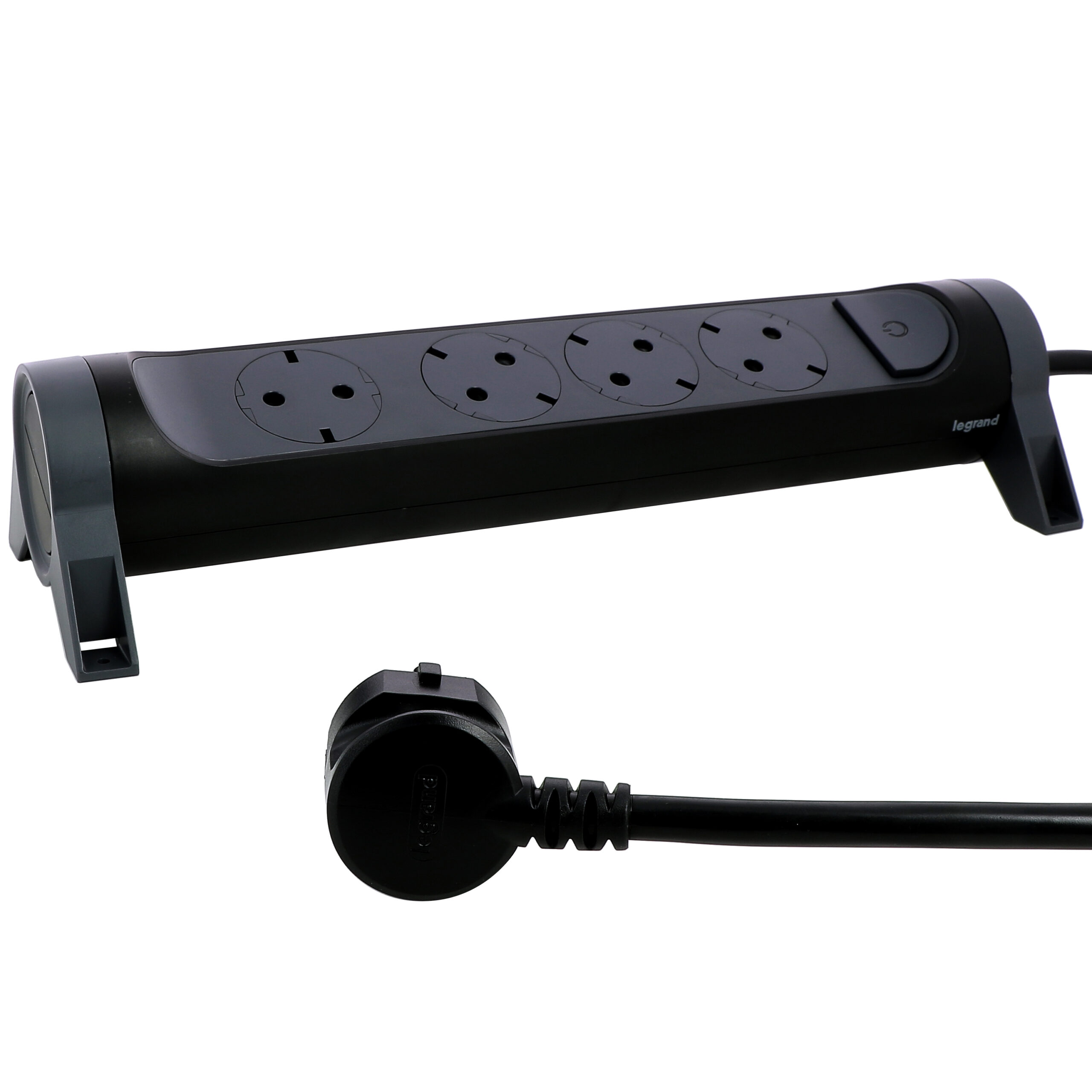 Priključnica 4x2p+E sa sklopkom 3m crna