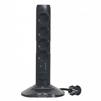 Priključnica 4x2p+E 2xUSB 1xMicroUSB crna vertikalna Legrand